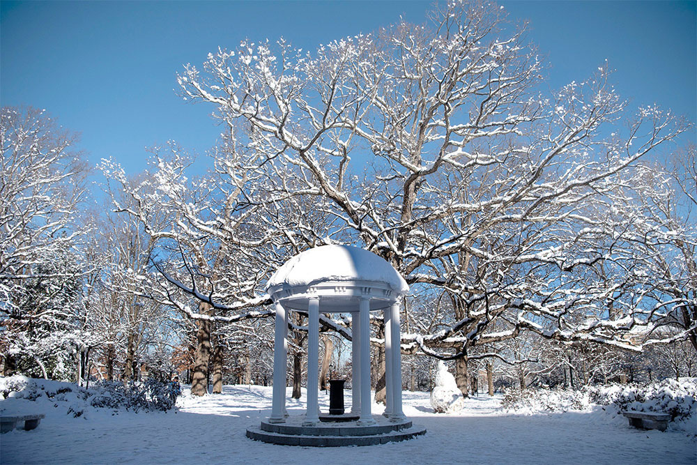 The Old Well in winter at UNC-Chapel Hill